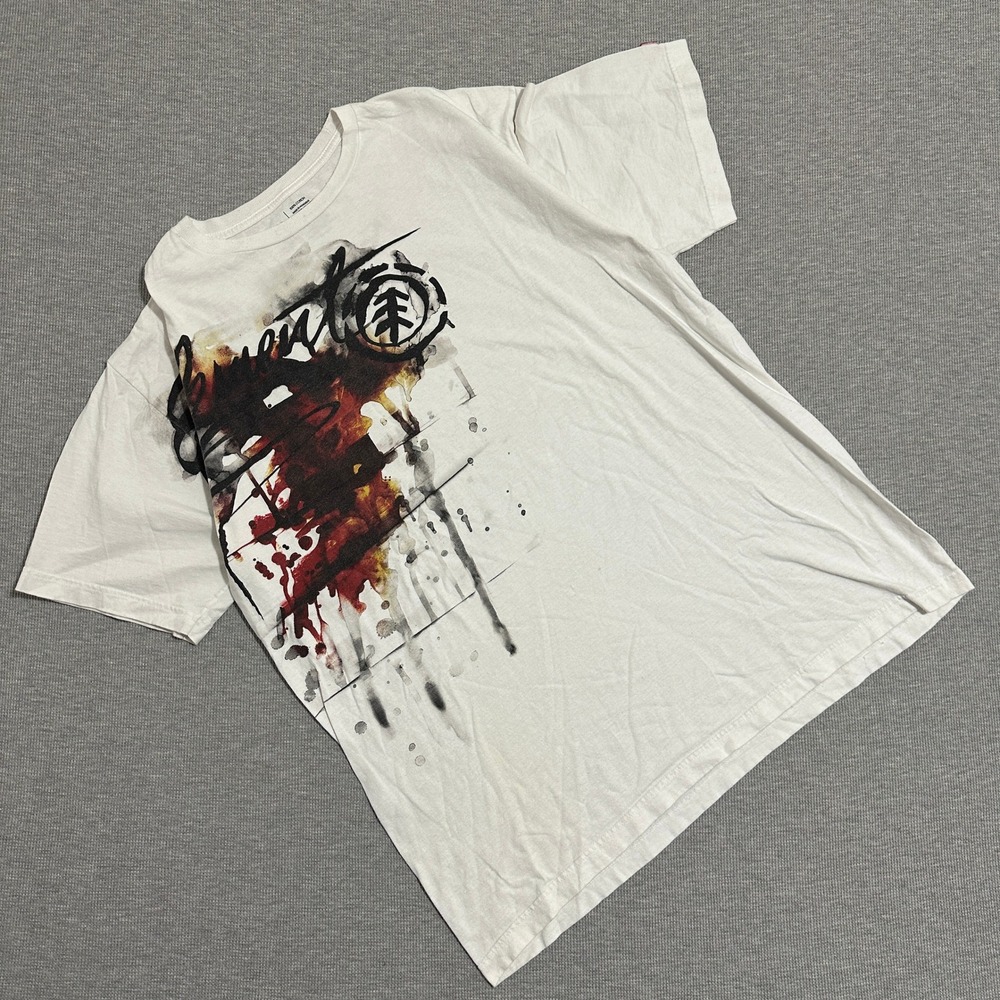 Element Graphic T-Shirt Short Sleeve Skateboard Streetwear Logo White Mens XL